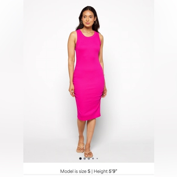 Michael Stars Demi Magenta Pink Sleeveless Ruched Tank Knit Dress SF2557P MP NEW - Picture 1 of 14